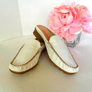 John White leather mules square toe